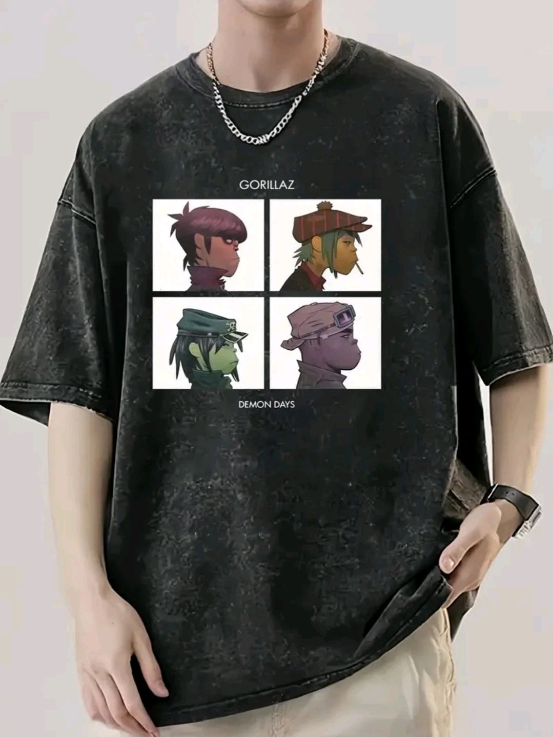 Herren Vintage Style-Baumwolle Tshirt  mit Gorillas Print.