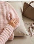 Damen flauschige Strickjacke