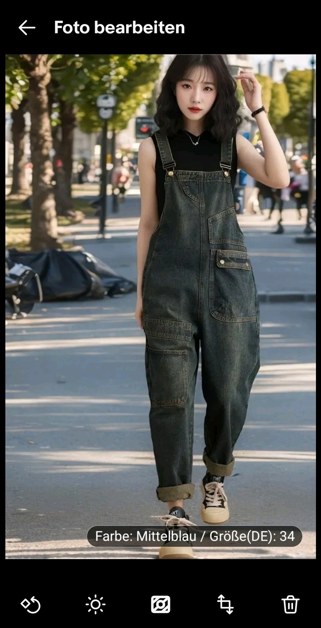 Trendige Damen Latzhose Denim Locker Freizeitlook, Sommer!