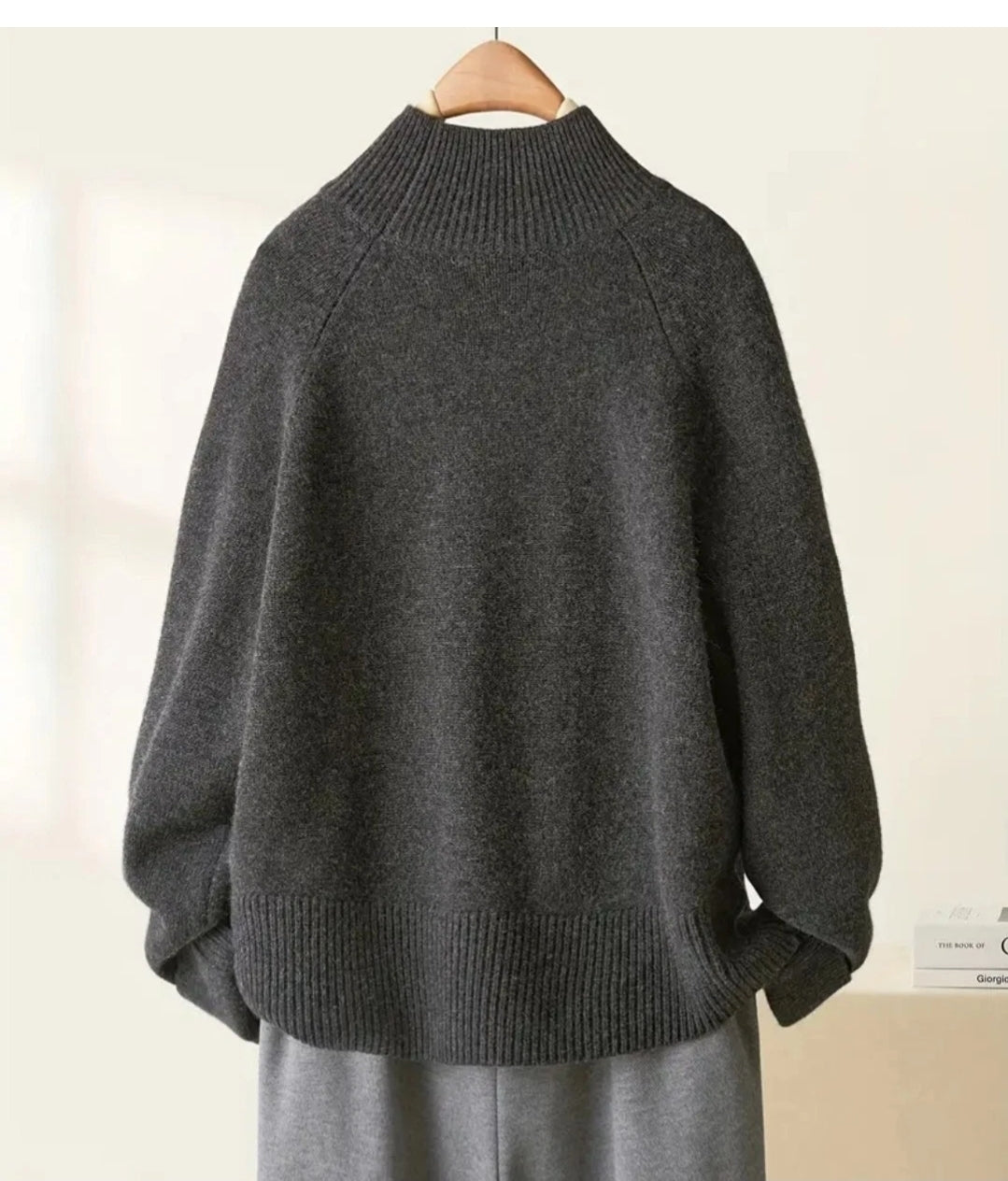 Damen Wollpullover Premium Winter Strickpullover Warm Weich Elegant Schwarz