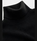 Damen Pullover Schwarz Rollkragen Strick Langarm Elegant Warm