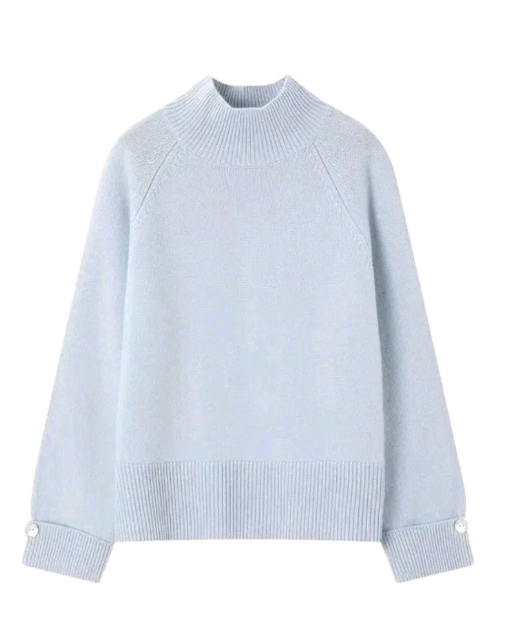 Damen Pullover Hellblau Weich Strick Sweater Langarm Winter Herbst Neu