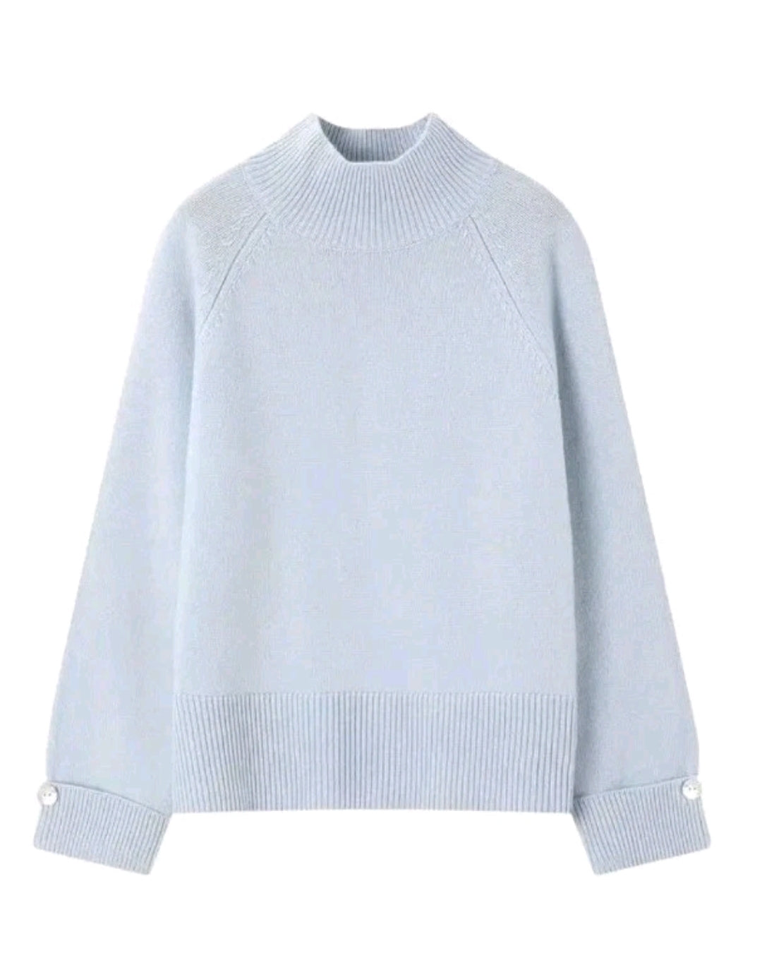Damen Pullover Hellblau Weich Strick Sweater Langarm Winter Herbst Neu