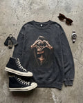 Damen Gothic Sweatshirt Totenkopf Oversized Vintage Pullover Schwarz