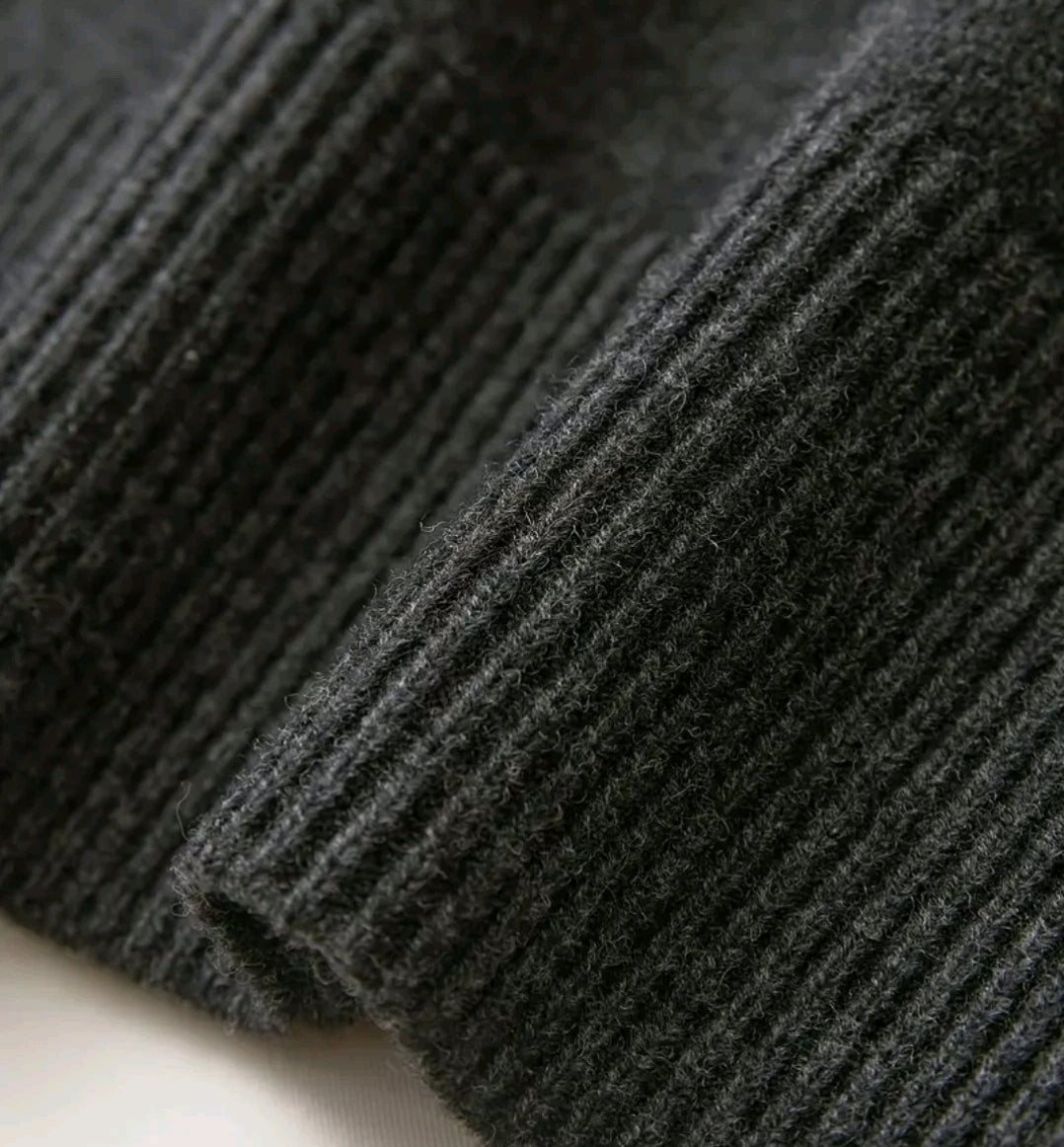 Damen Wollpullover Premium Winter Strickpullover Warm Weich Elegant Schwarz