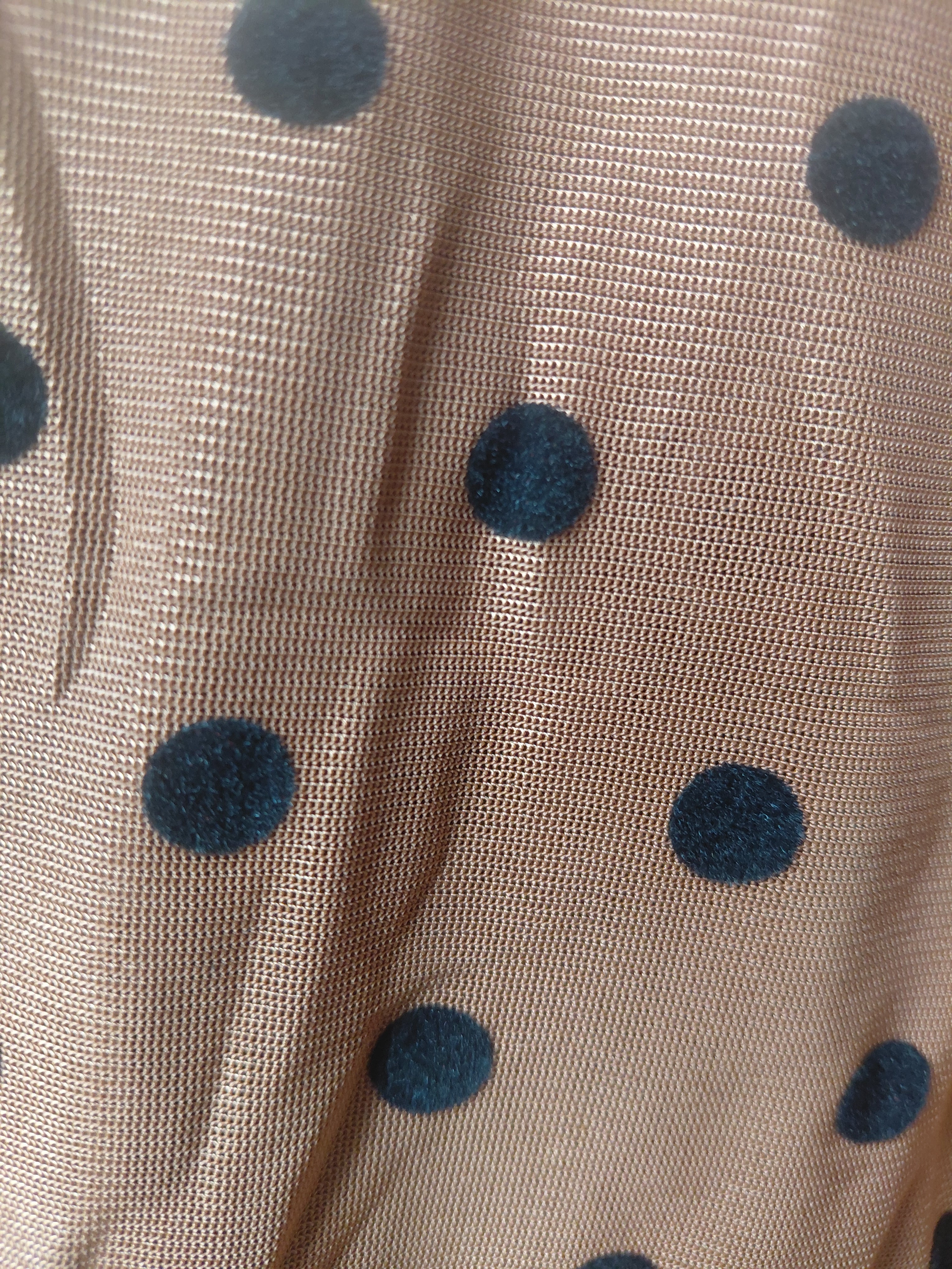 Transparentes Mesh Oberteil Gr. M Braun Schwarz Gepunktet Langarm Polka Dot...
