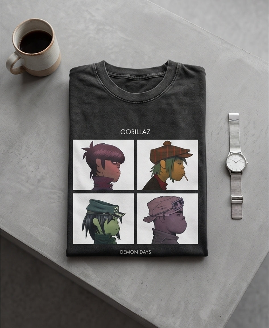 Herren Vintage Style-Baumwolle Tshirt  mit Gorillas Print.