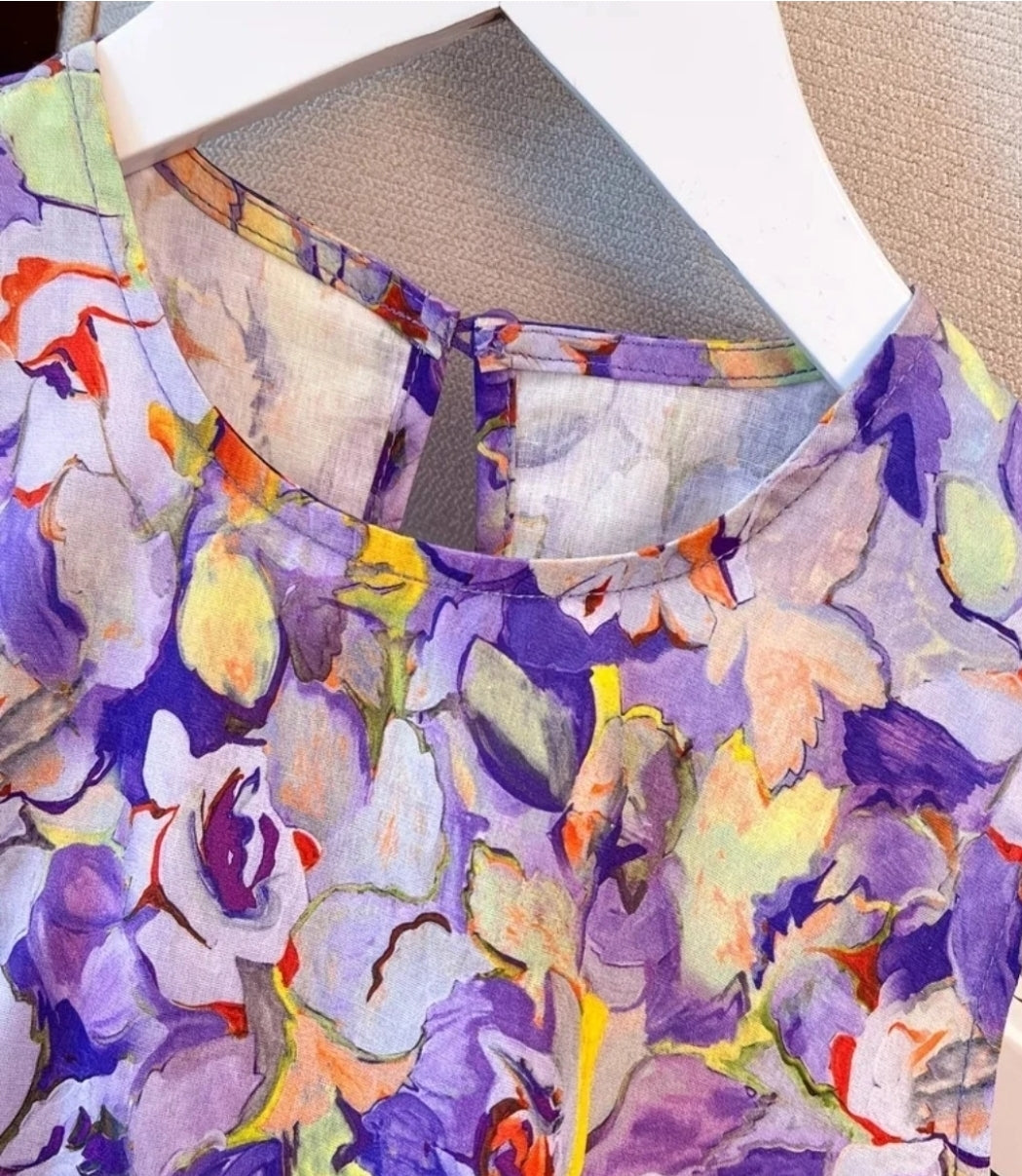 Modisches Mädchen Sommerkleid – Ärmellos, Atmungsaktiv, Blumendruck, Ausgestellt