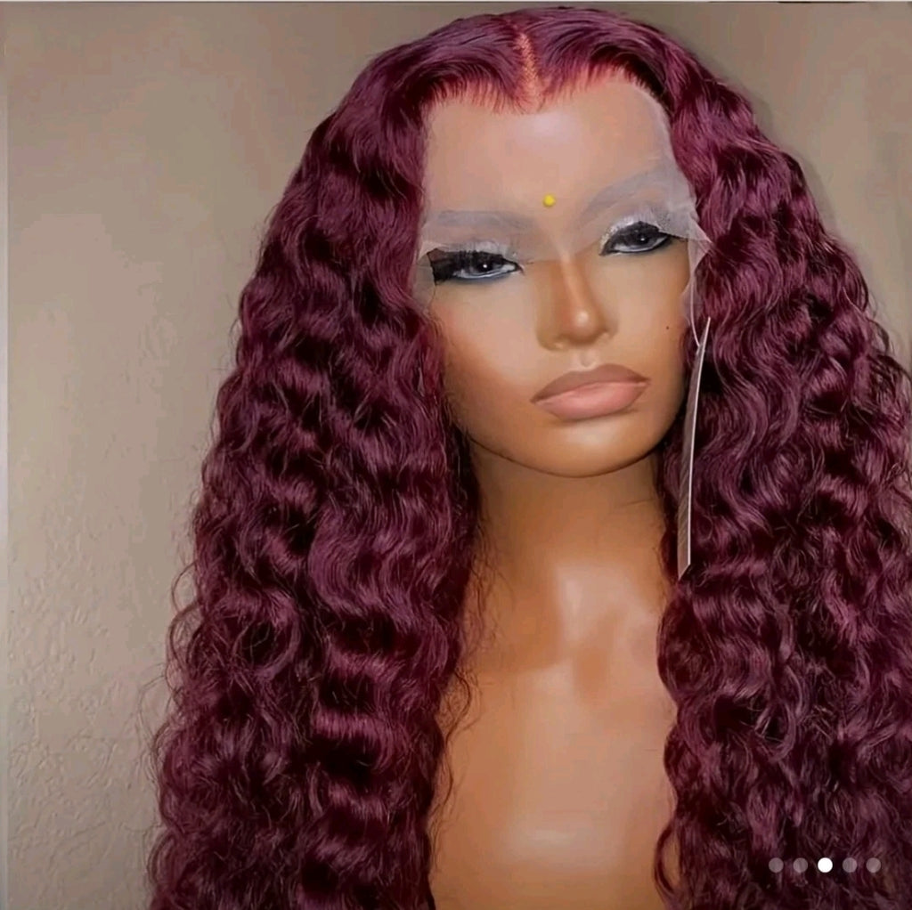 Burgunder Lace Front Perücke – 99J Farbe | 66 cm | 180% Dichte