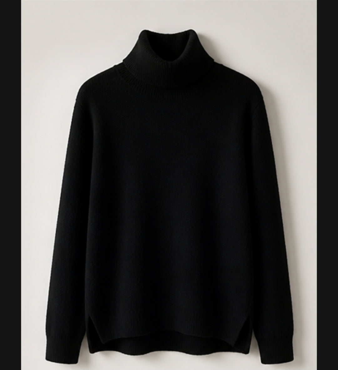 Damen Pullover Schwarz Rollkragen Strick Langarm Elegant Warm
