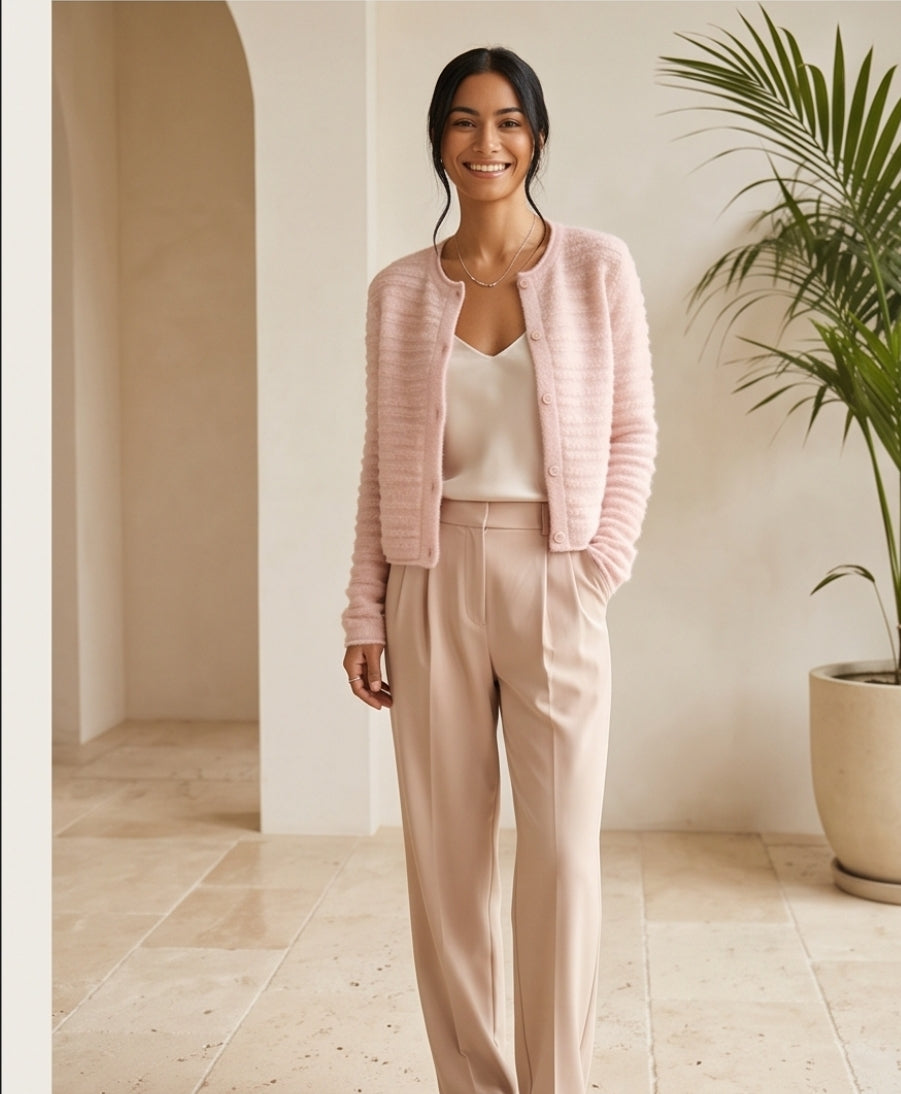 Damen flauschige Strickjacke