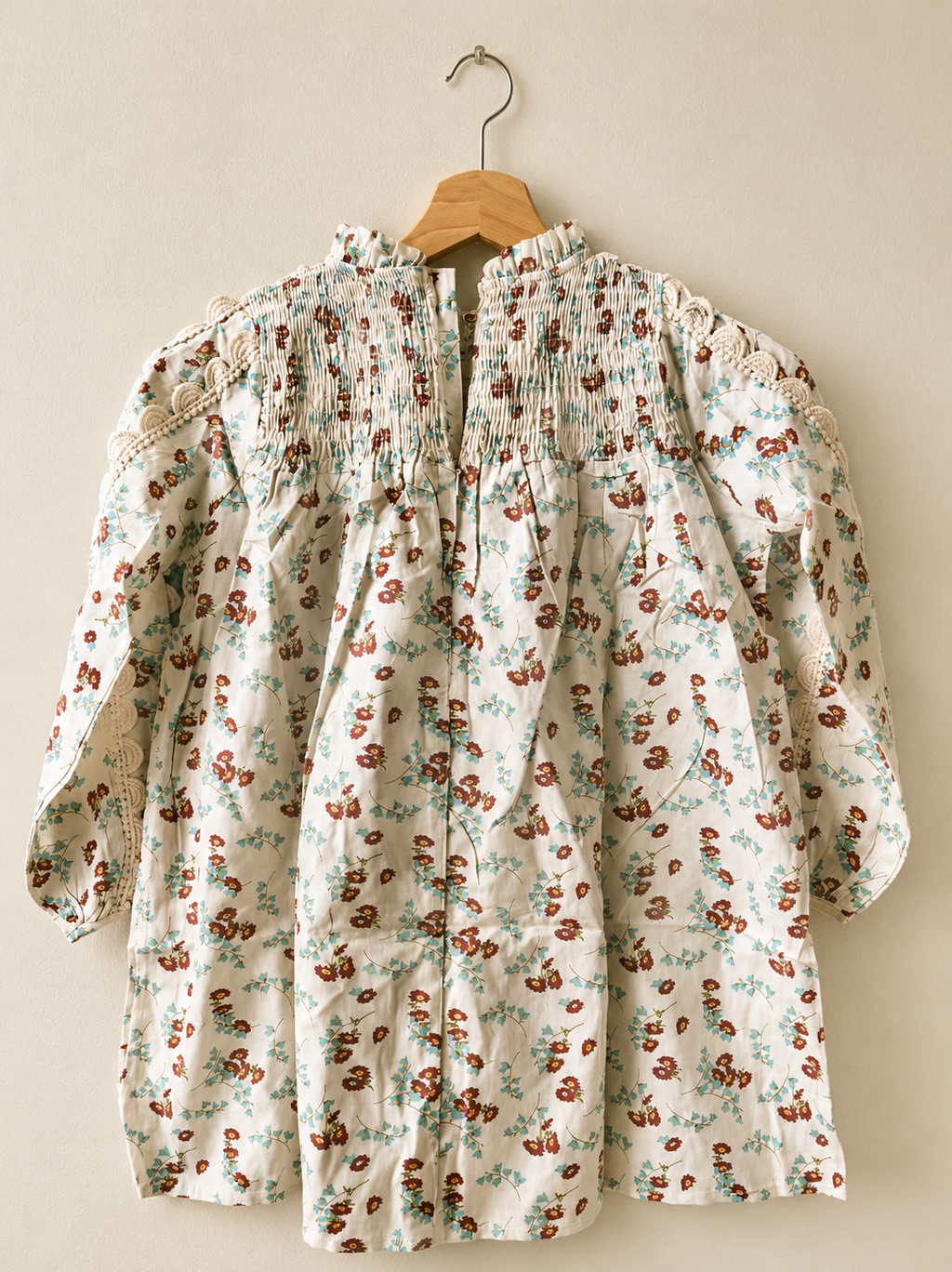 Mädchen Kleid Langarm Blumen Vintage Style ,A-Linie Kinderkleid