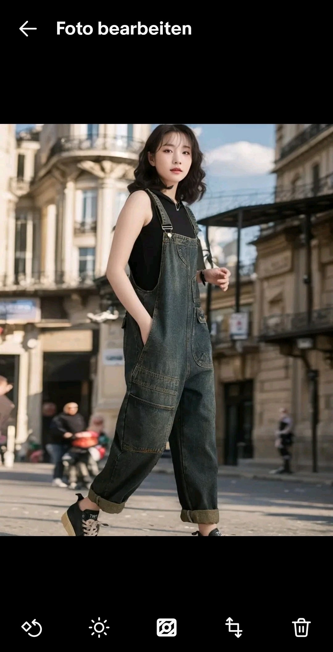 Trendige Damen Latzhose Denim Locker Freizeitlook, Sommer!