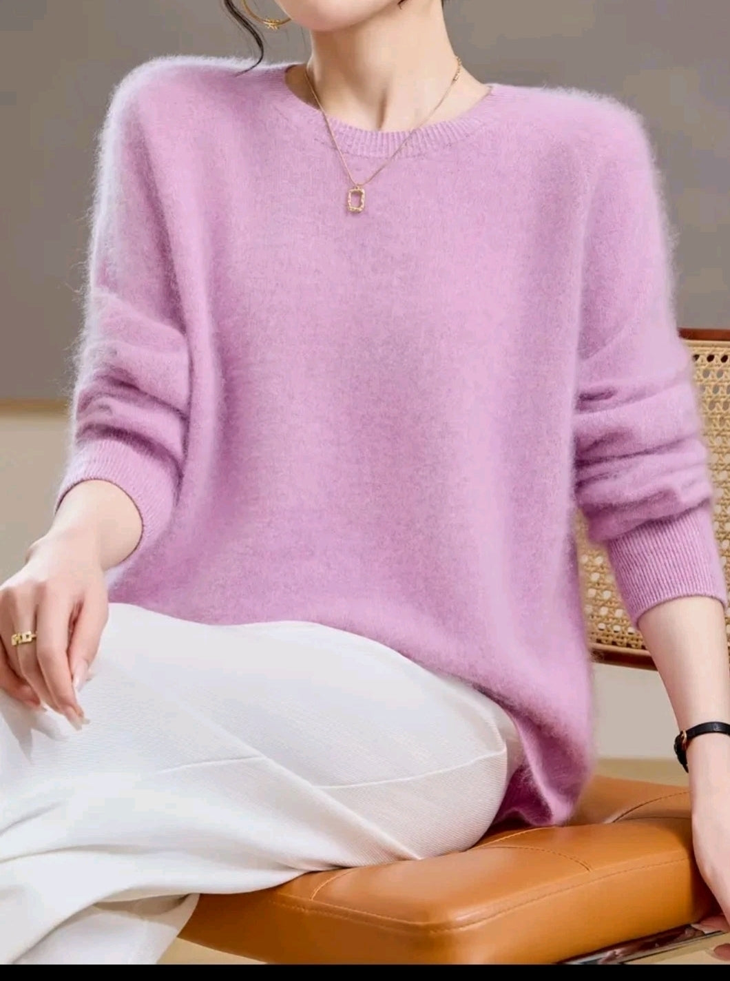 Rosa Damen Strickpullover Wolle Kaschmir weich