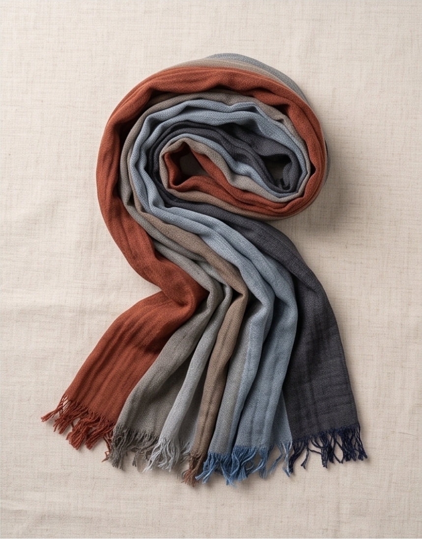 Eleganter Unisex-Schal aus 100 % Baumwolle – Farbblock
