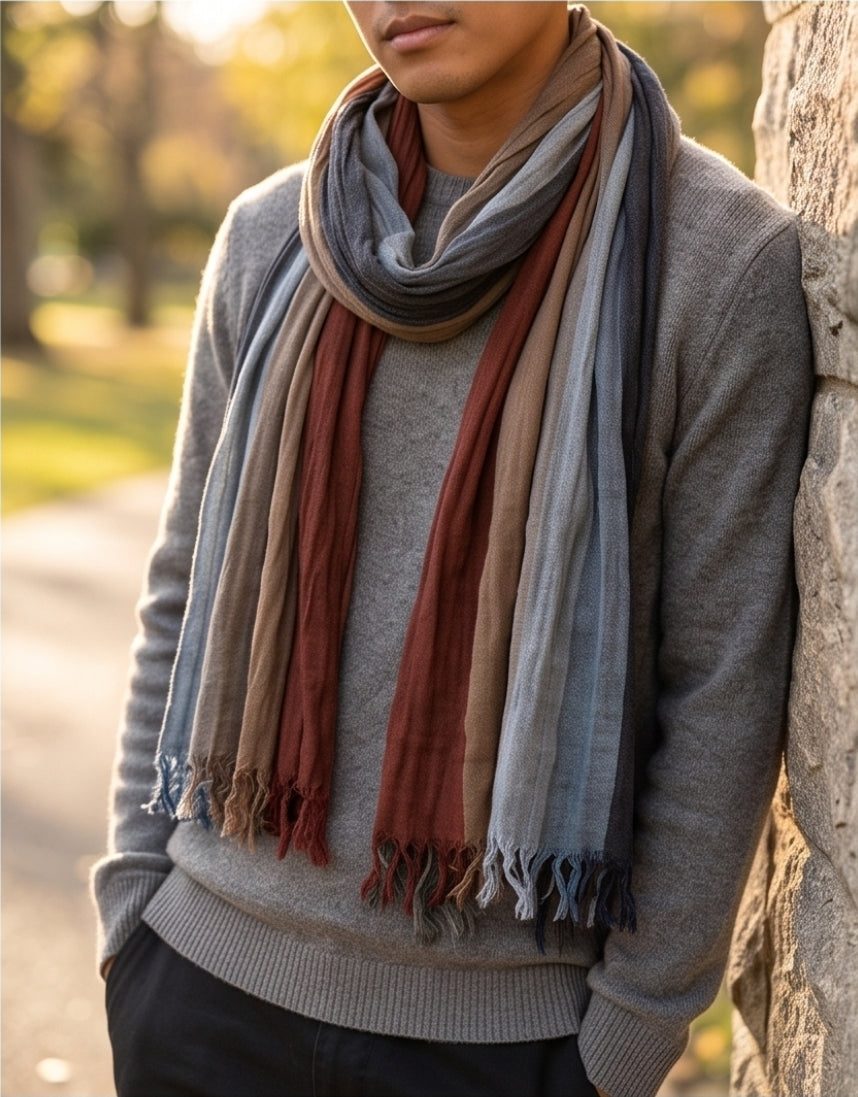 Eleganter Unisex-Schal aus 100 % Baumwolle – Farbblock