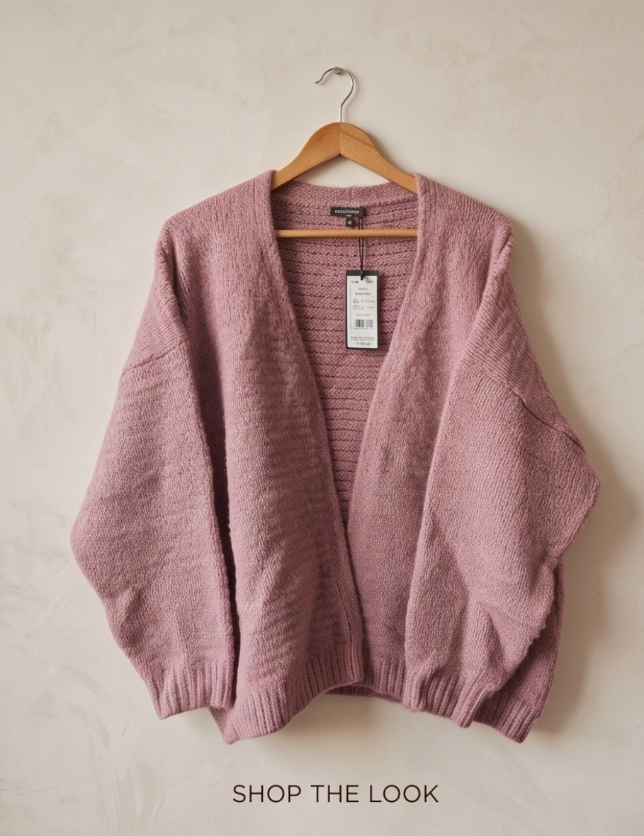 Damen Kuschel Cardigan Strickjacke Altrosa Oversize Größe 44/46 weich warm