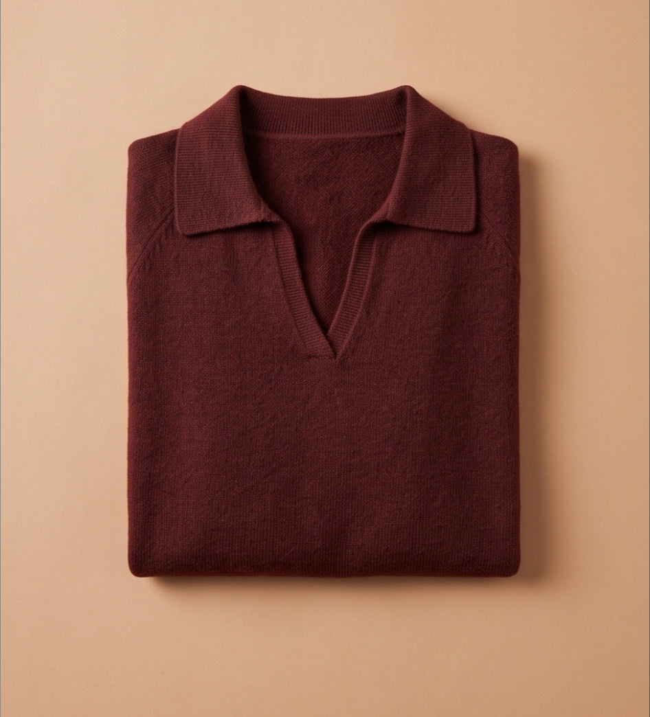 Damen Wollpullover Bordeaux Rot, V-Ausschnitt Feinstrick Langarm