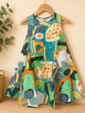 Mädchen Sommerkleid aus Baumwolle Größe 110 – Buntes Muster