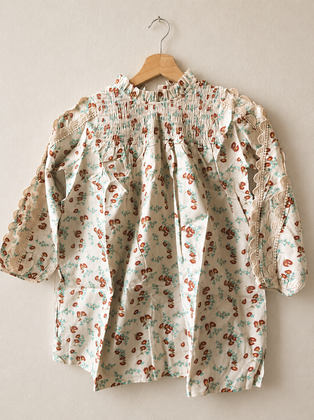 Mädchen Kleid Langarm Blumen Vintage Style ,A-Linie Kinderkleid