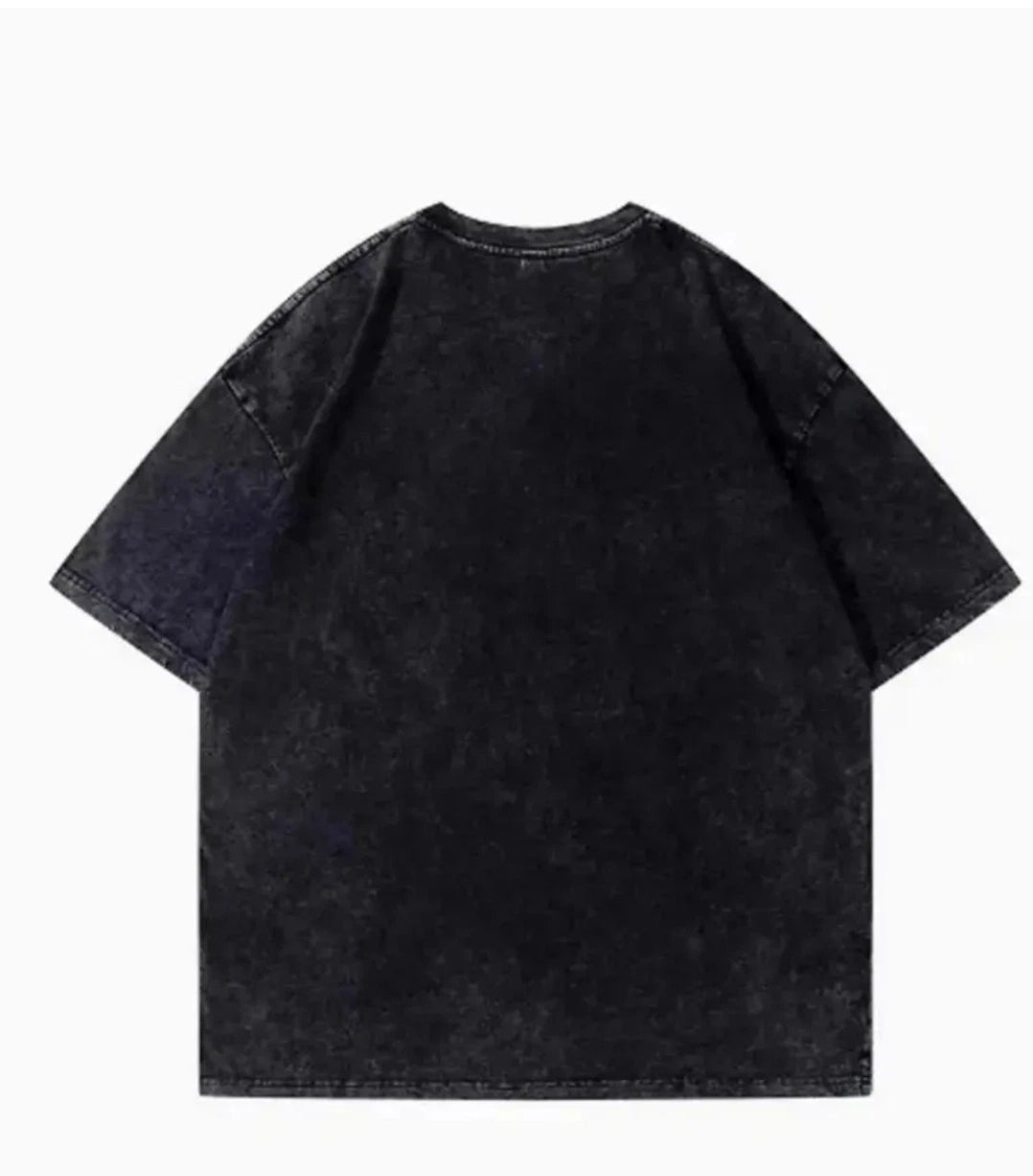 Schwarzes  T-Shirt Vintage Style Basketball Druck Unisex Streetwear .