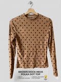 Transparentes Mesh Oberteil Gr. M Braun Schwarz Gepunktet Langarm Polka Dot...