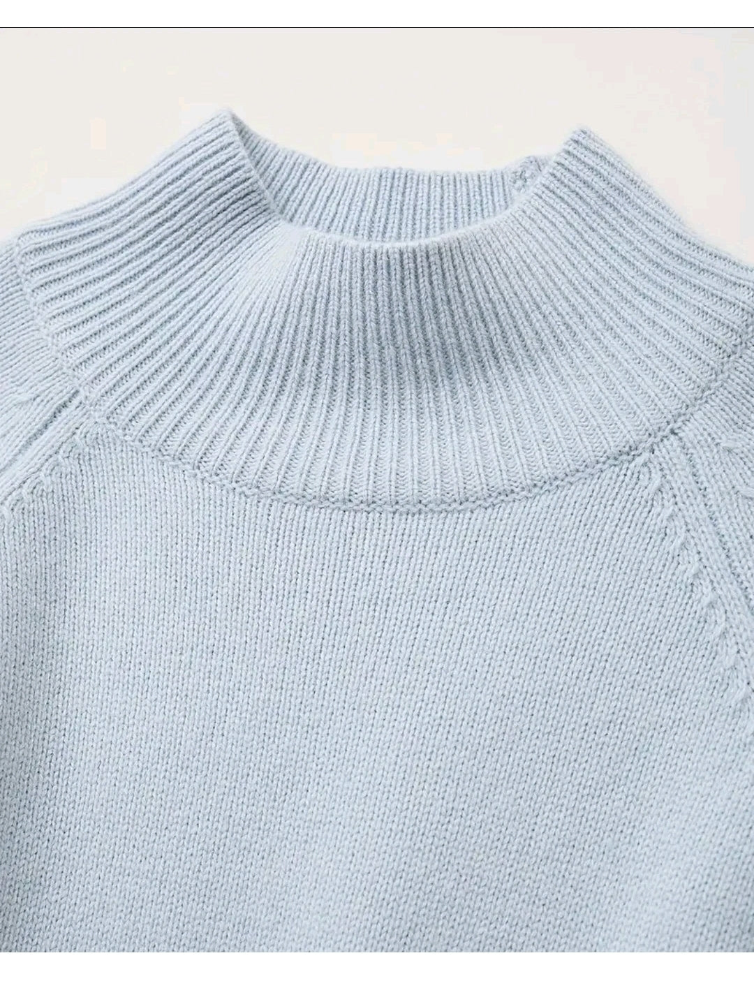 Damen Pullover Hellblau Weich Strick Sweater Langarm Winter Herbst Neu