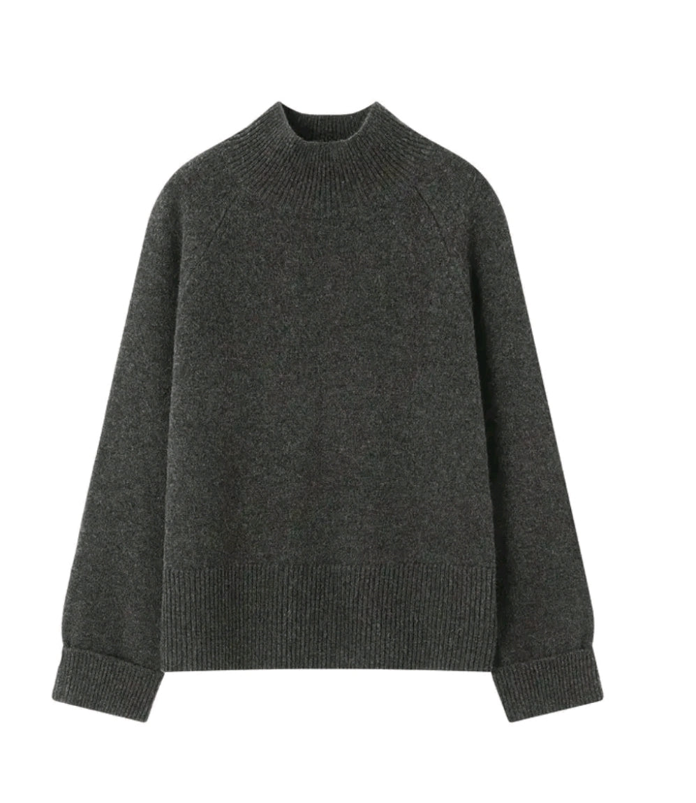 Damen Wollpullover Premium Winter Strickpullover Warm Weich Elegant Schwarz