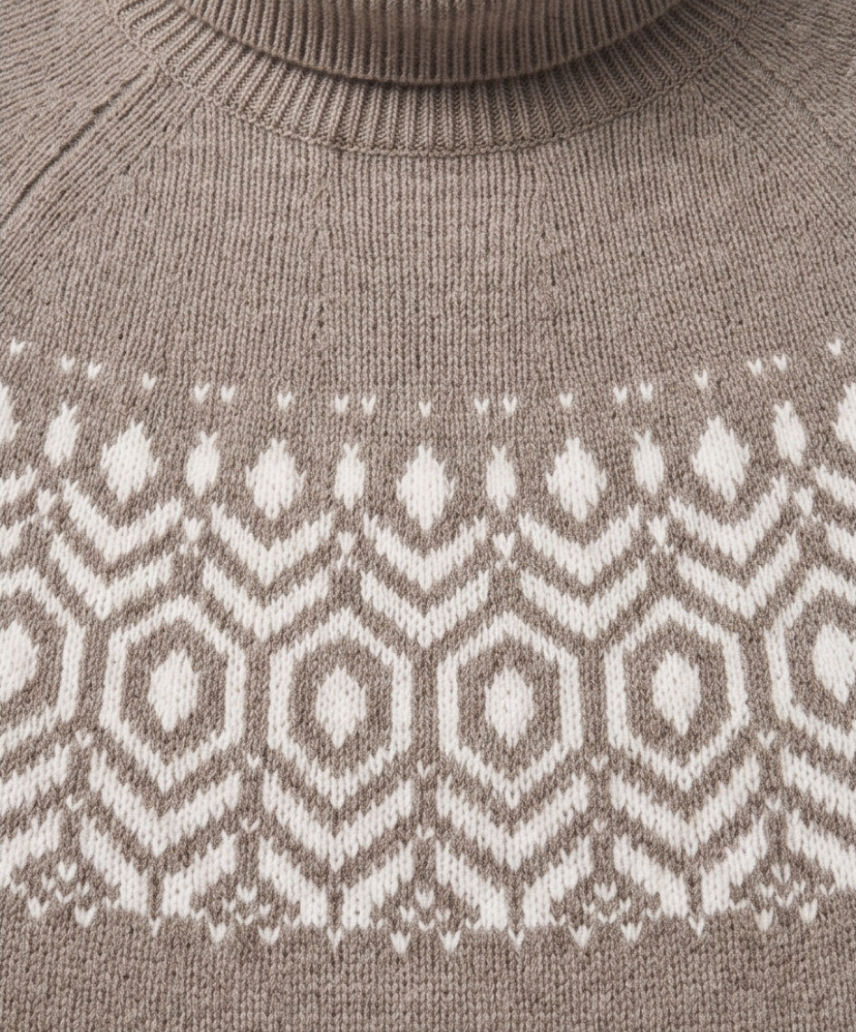 Schwerer Woll-Strickpullover mit Jacquard-Muster – , Vintage Still
