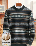 Herren Wollpullover Norweger Muster L-XL Strickpullover Winter Warm Rundhals