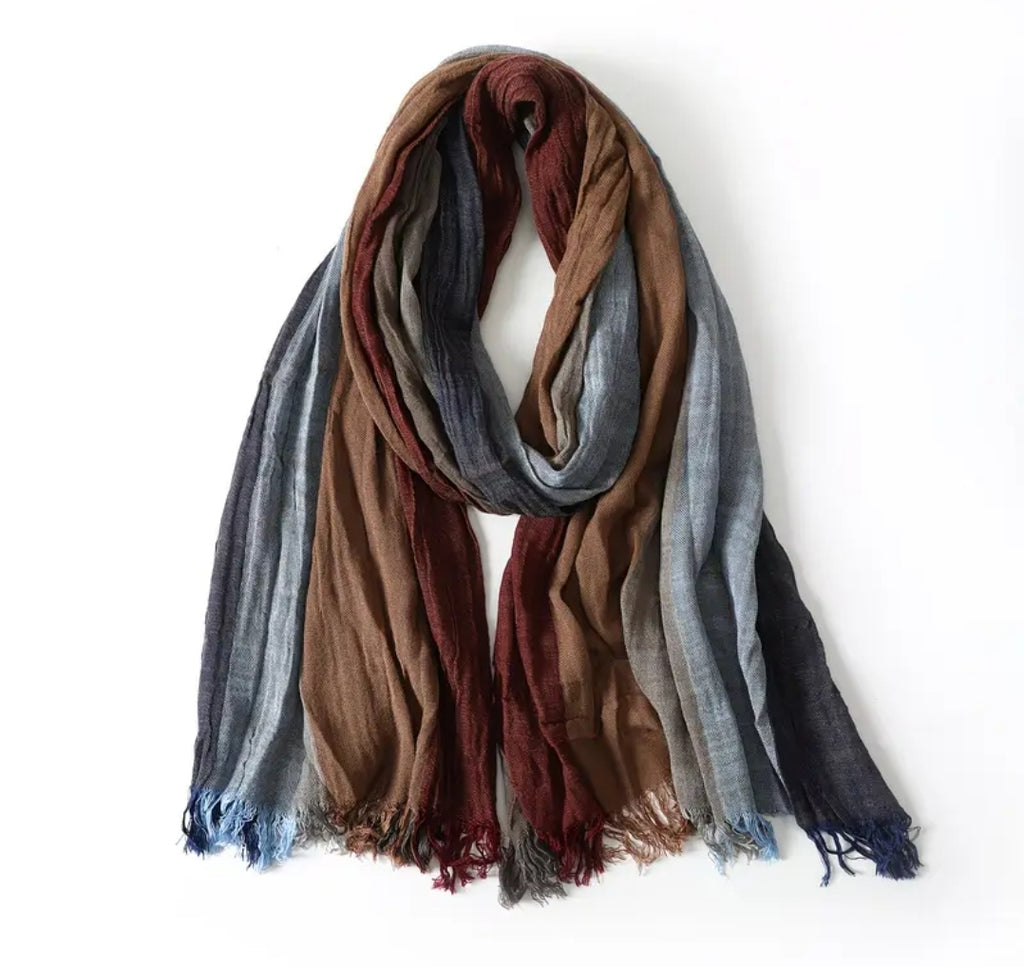 Eleganter Unisex-Schal aus 100 % Baumwolle – Farbblock