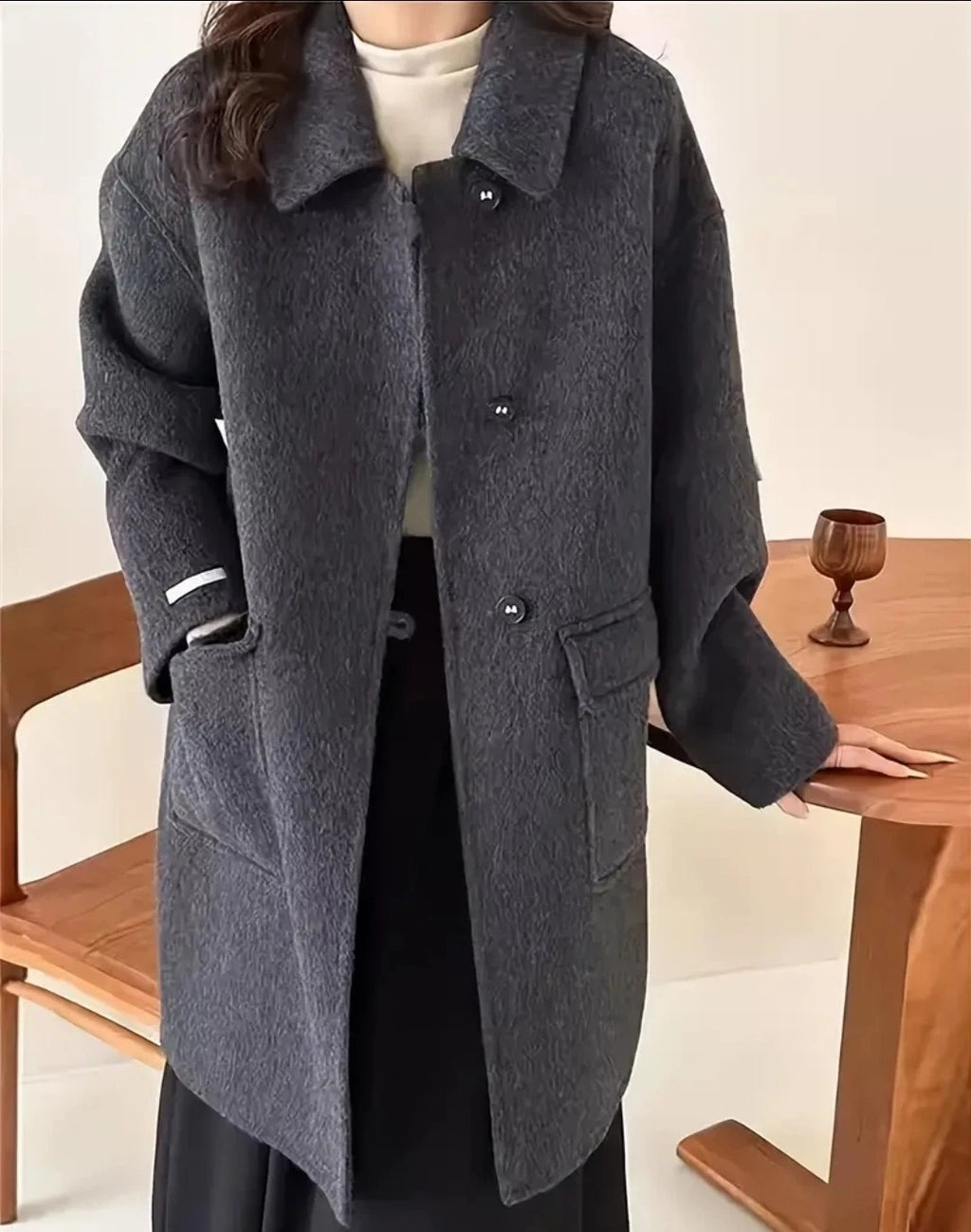Damen Winter kurz mantel , Elegant & Warm | Klassischer Wollmantel | Neu