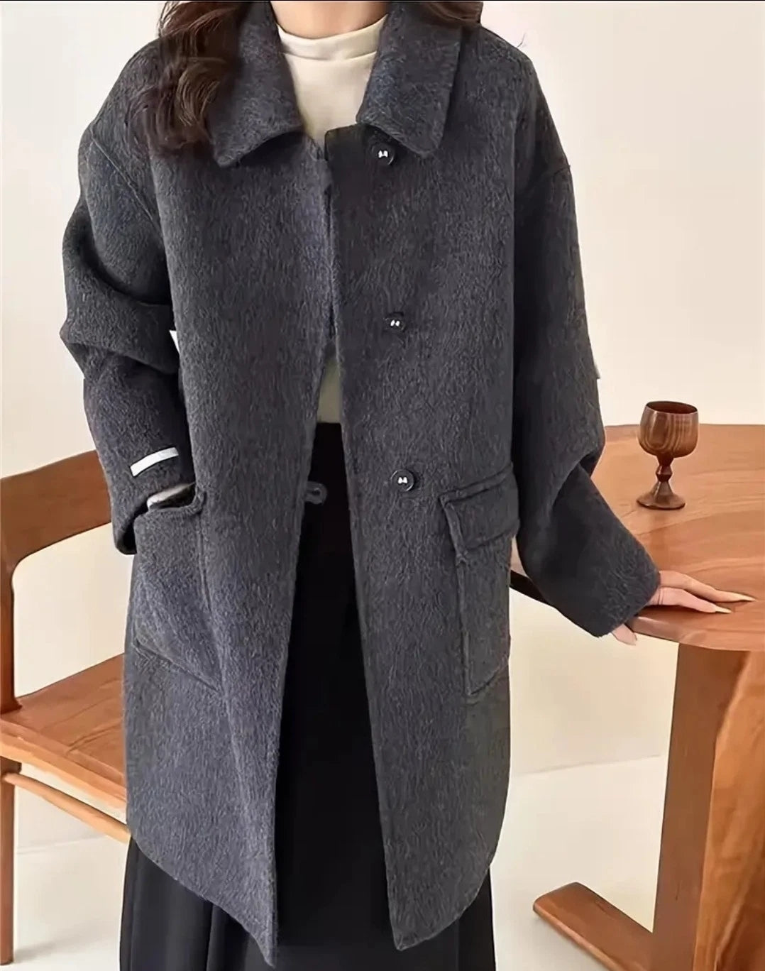 Damen Winter kurz mantel , Elegant & Warm | Klassischer Wollmantel | Neu