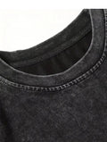 Schwarzes  T-Shirt Vintage Style Basketball Druck Unisex Streetwear .
