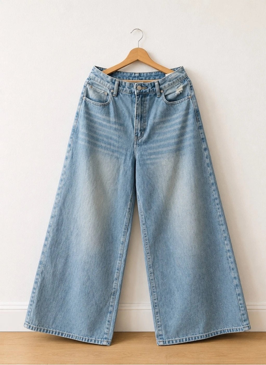 Damen Schlaghose Wide Leg Jeans Gr. 38 M Denim Blau Neu
