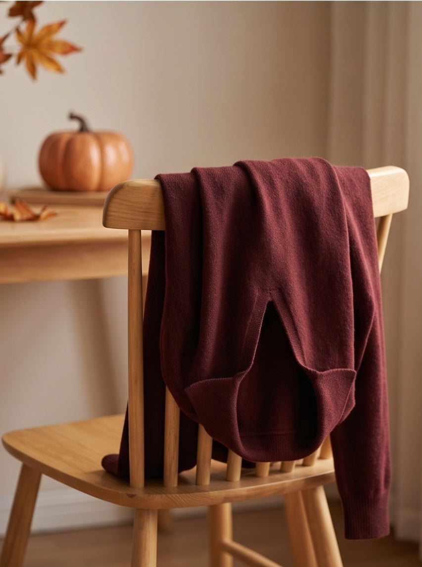 Damen Wollpullover Bordeaux Rot, V-Ausschnitt Feinstrick Langarm