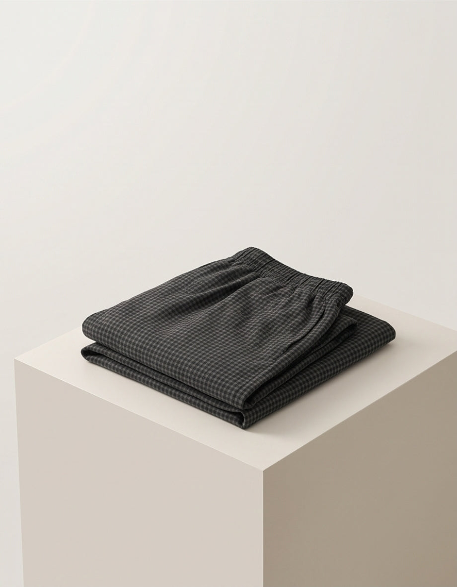 Baumwollstoff Damen – Schwarz-Graues Mini-Karo