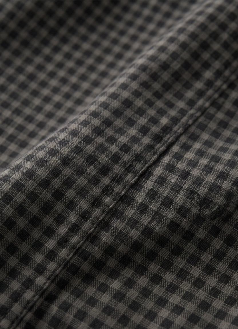 Baumwollstoff Damen – Schwarz-Graues Mini-Karo
