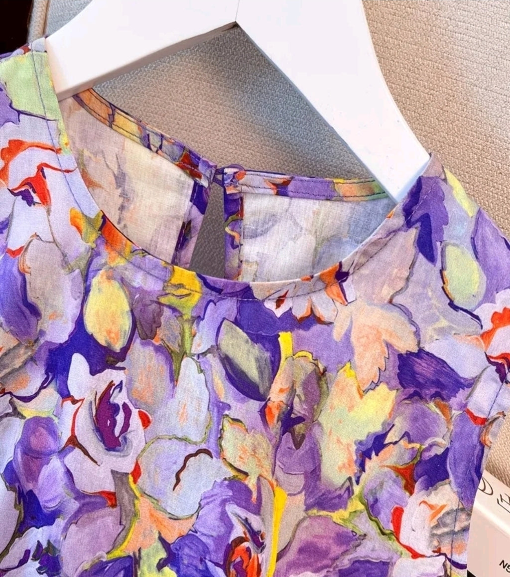 Modisches Mädchen Sommerkleid – Ärmellos, Atmungsaktiv, Blumendruck, Ausgestellt