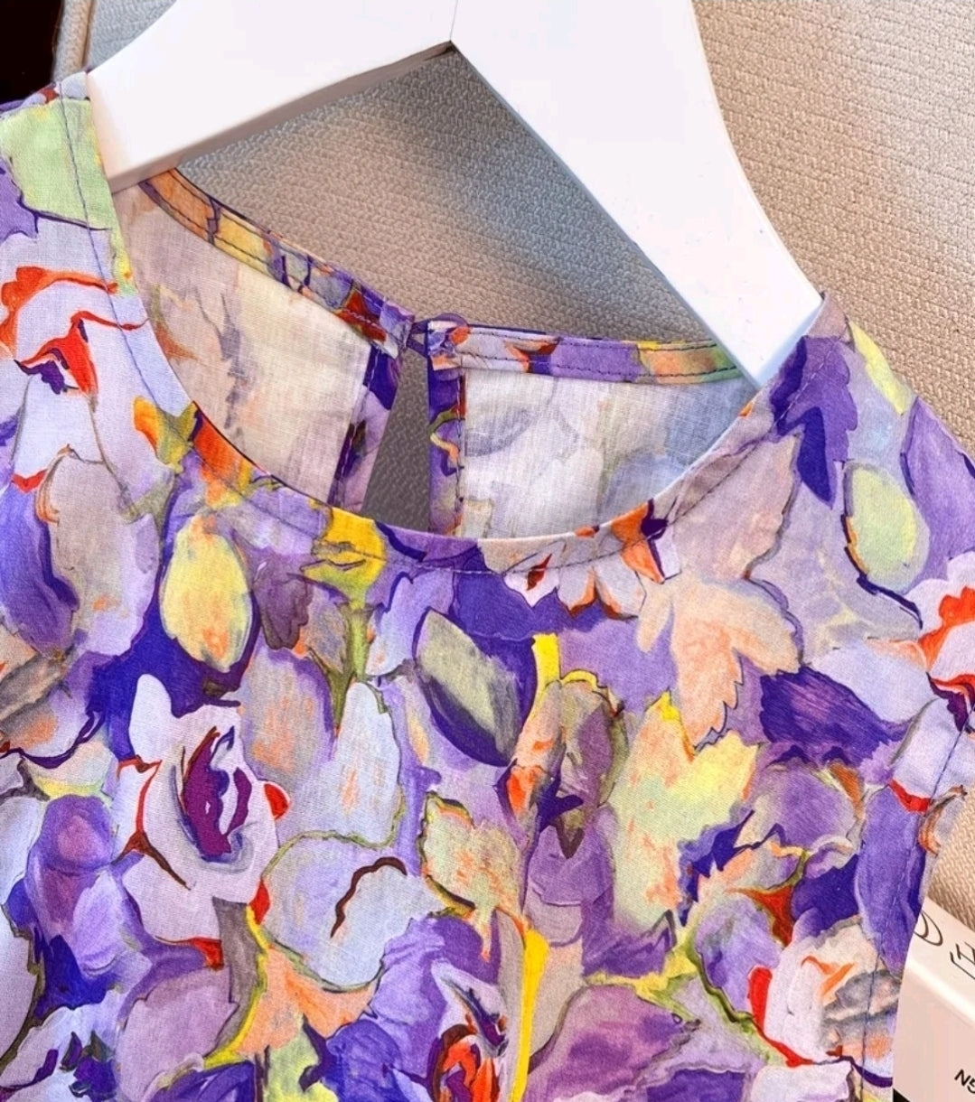 Modisches Mädchen Sommerkleid – Ärmellos, Atmungsaktiv, Blumendruck, Ausgestellt