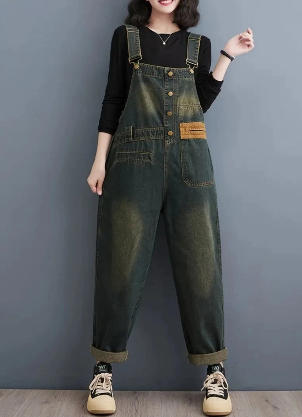 Trendige Damen Latzhose Denim Locker Freizeitlook, Sommer!