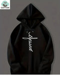 Herren Dünn Lässiges Sweatshirt – Reverse Buchstaben Print –Mit Kordelzugtaschen