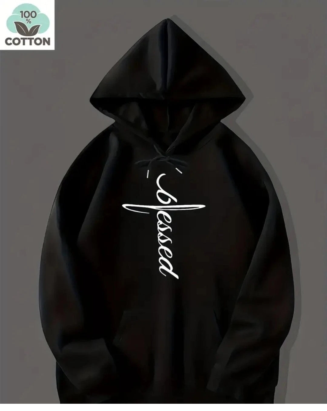 Herren Dünn Lässiges Sweatshirt – Reverse Buchstaben Print –Mit Kordelzugtaschen
