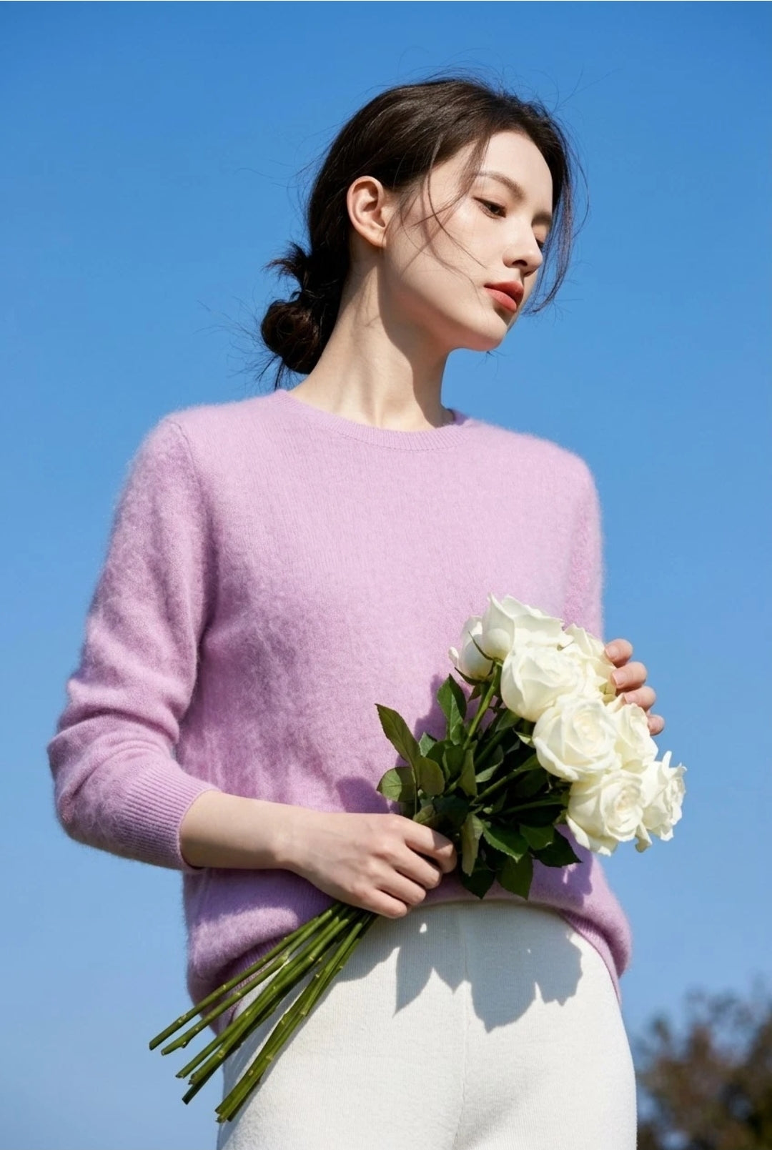 Rosa Damen Strickpullover Wolle Kaschmir weich