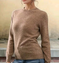 Damenpullover Wolle Camel, Feinstrick Rundhals ,Warm & Leicht, Klassisch Elegant