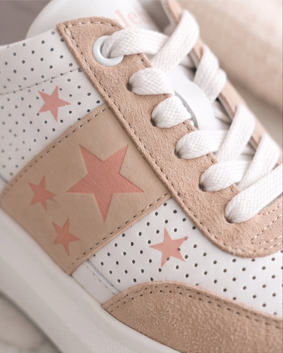 Felmini Sneaker Damen 37 Beige Weiß Echtleder Casual Schuhe