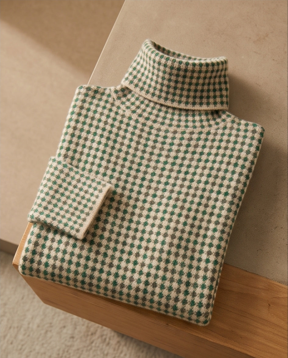 Eleganter Damen-Strickpullover mit hohem Kragen