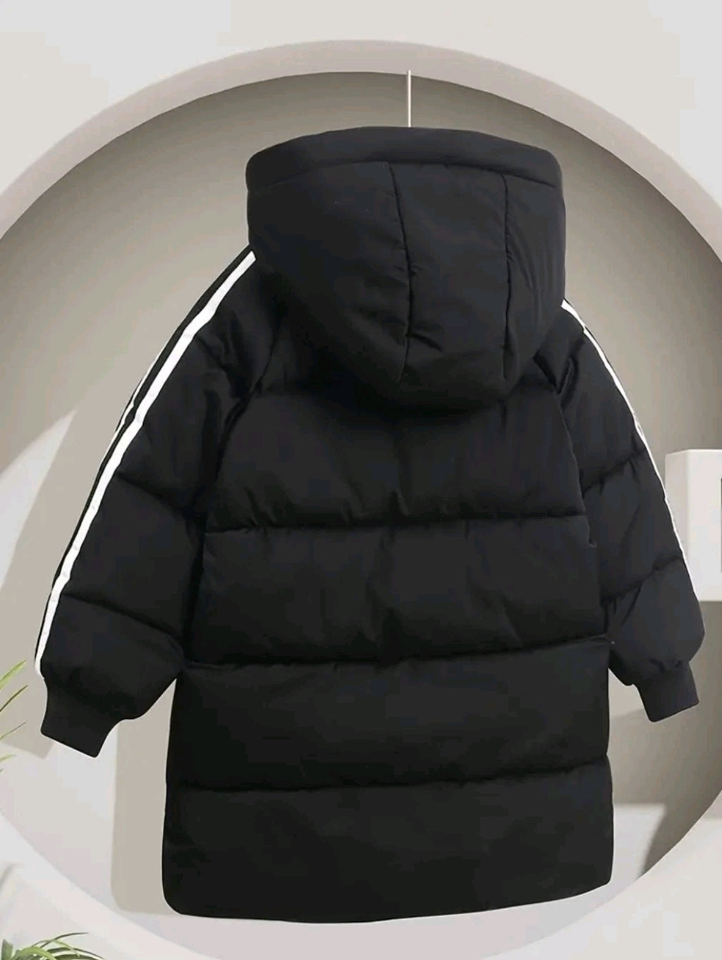Kinder Winterjacke Jungen Schwarz Parka Gefüttert Kapuze Größe 130 Warm