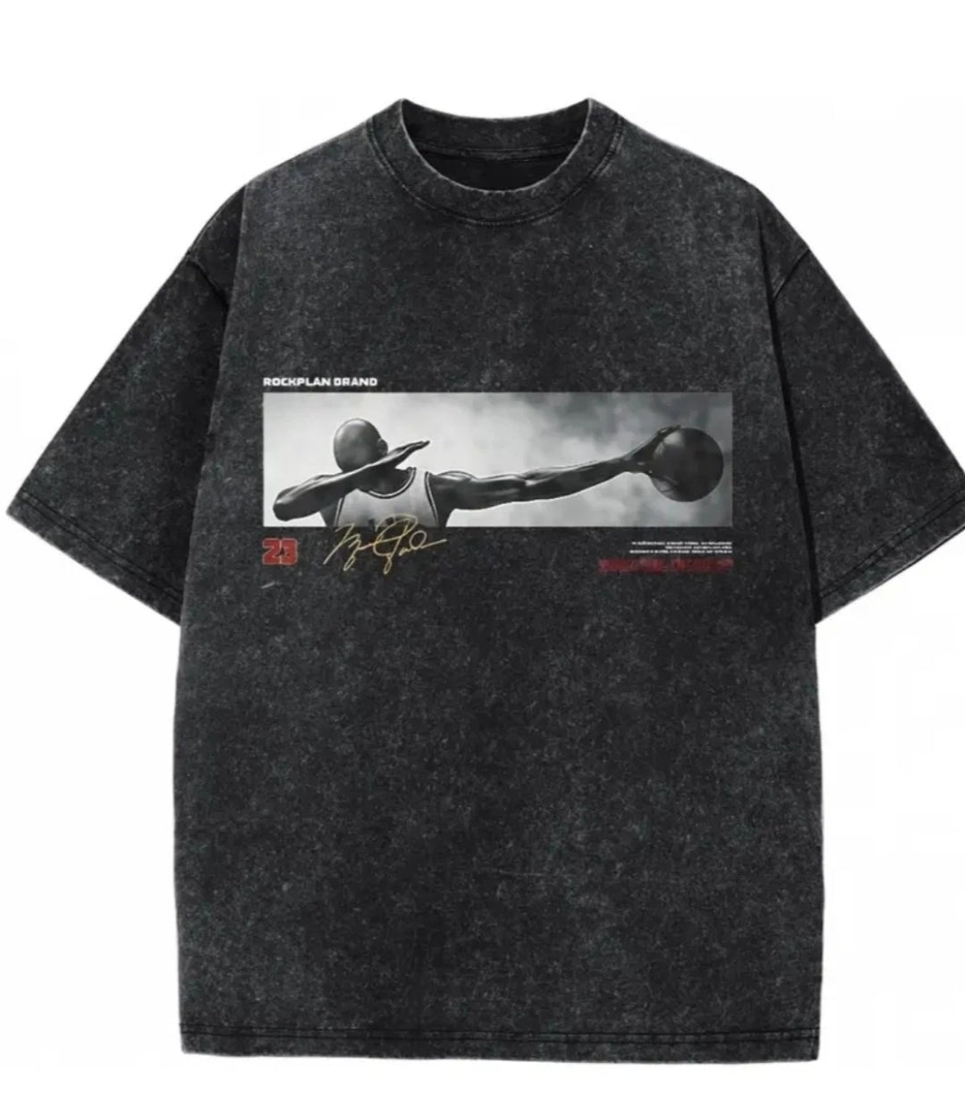 Schwarzes  T-Shirt Vintage Style Basketball Druck Unisex Streetwear .