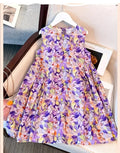 Modisches Mädchen Sommerkleid – Ärmellos, Atmungsaktiv, Blumendruck, Ausgestellt